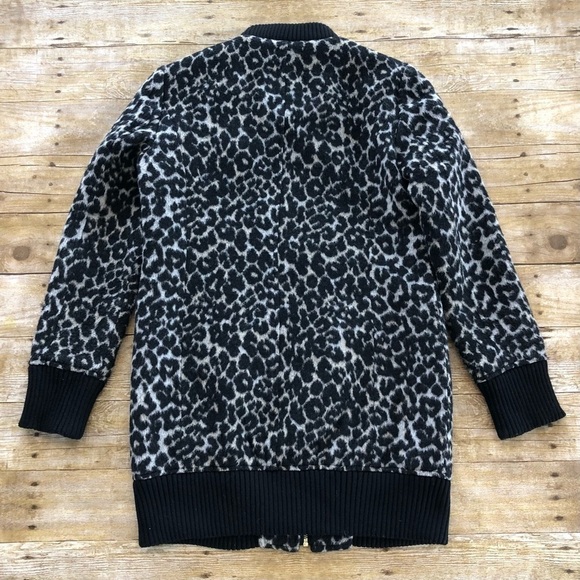 Sam Edelman Leopard Elongated Wool Blend Bomber Jacket - Picture 5 of 5